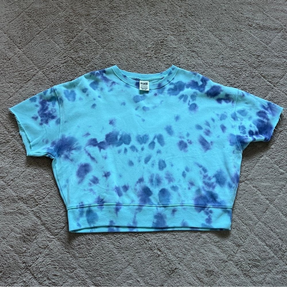PINK Victoria's Secret Oversized Tie Dye Crop Top Preppy Minimalist Size XS